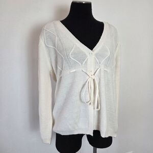 Blair Ivory Cream Cardigan Sweater Cottagecore Coquette Grandma Angel Academia M